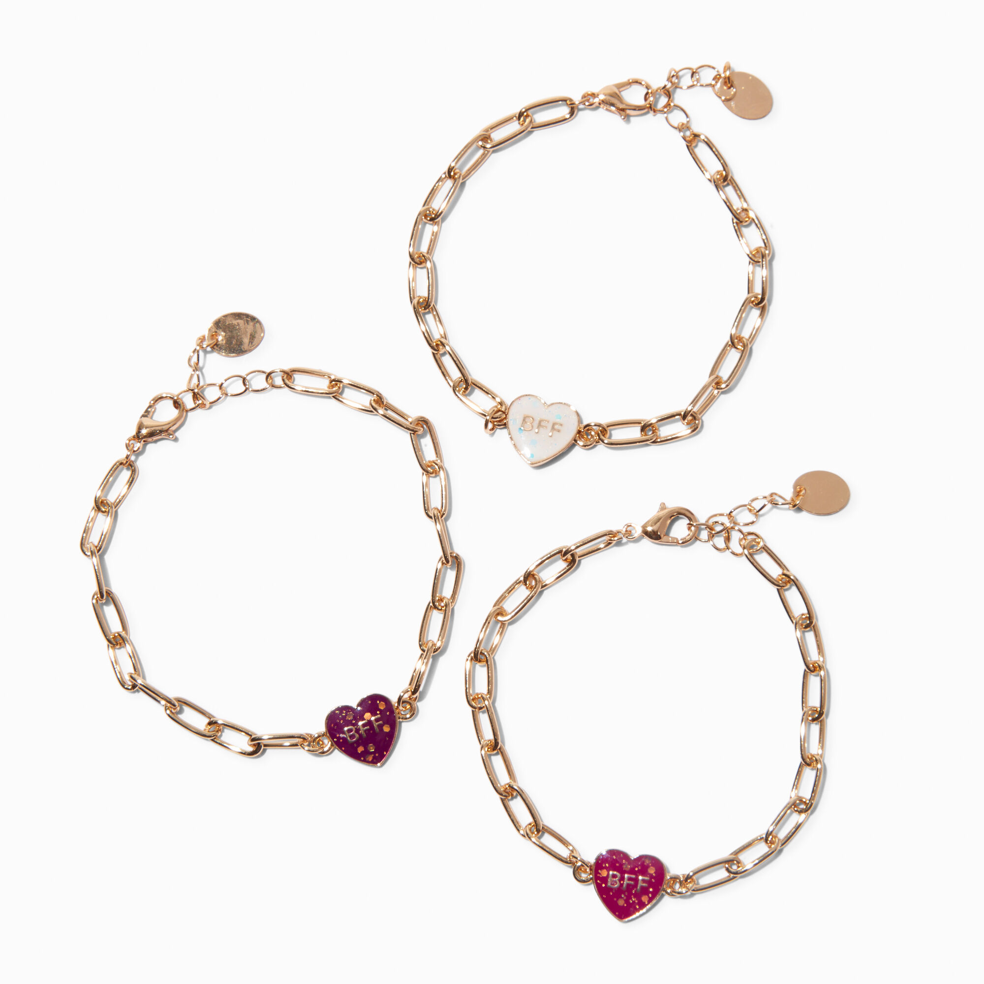 Bracelets avec breloques qui changent de couleur en fonction de l’exposition aux UV BFF cœur best friends - Lot de 3,