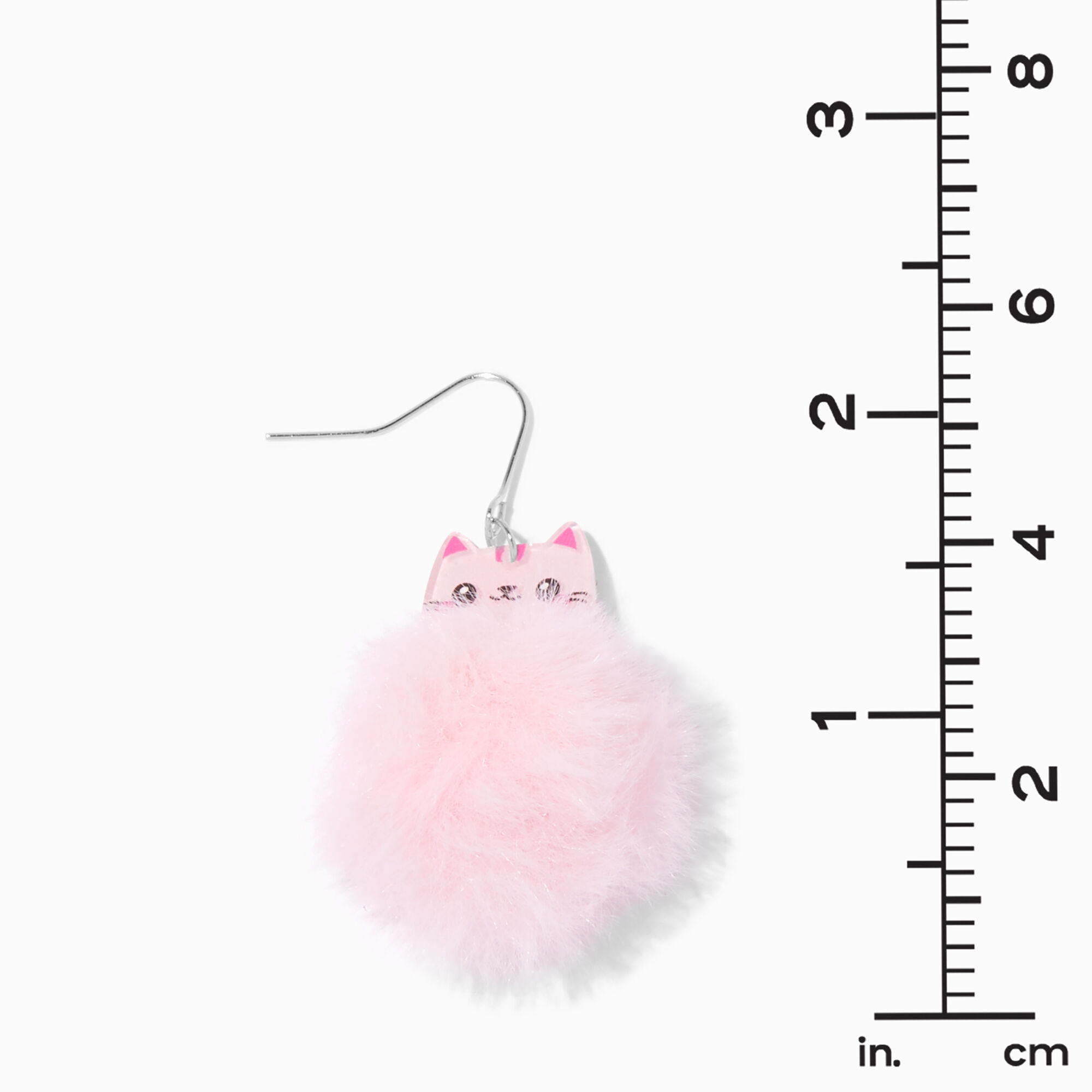 Pendantes 4 cm avec pompons chat roses,