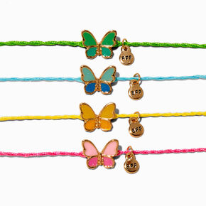 Best Friends Pastel Butterfly Cord Bracelets - 4 Pack,