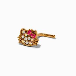 Clou de nez 1,2&nbsp;mm visage d&eacute;cor&eacute; en acier inoxydable couleur dor&eacute;e en exclusivit&eacute; chez Claire&#39;s Hello Kitty&reg;,