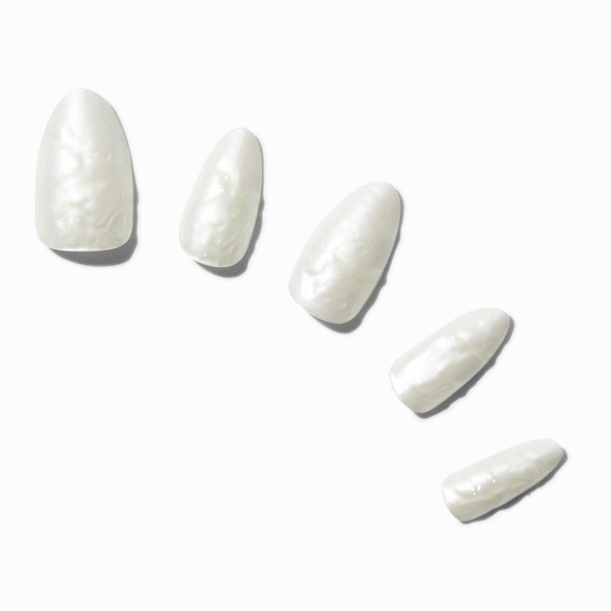 White Glazed Almond Vegan Faux Nail Set - 24 Pack,