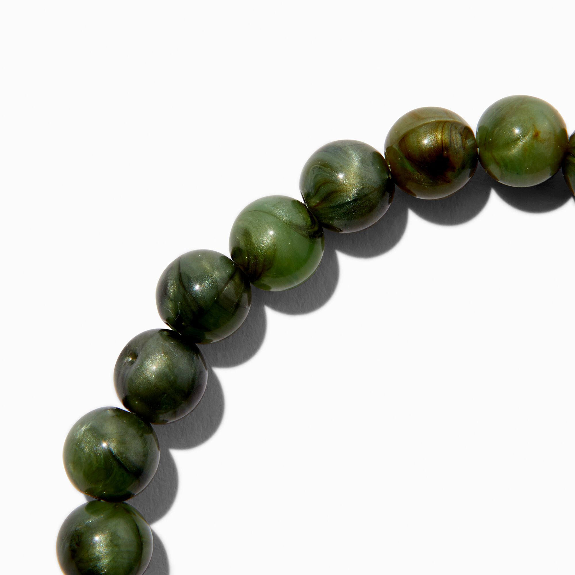 Green ''Strength'' Beaded Stretch Bracelet,