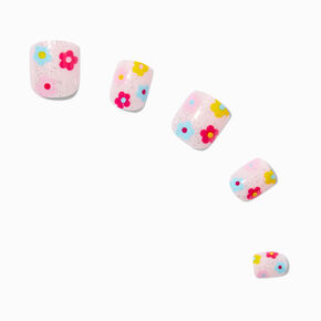 Multicoloured Daisy Square Press On Faux Nail Set - 24 Pack,