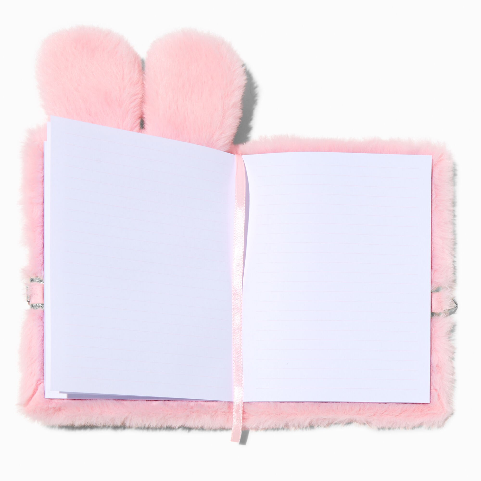 Journal à cadenas en fausse fourrure lapin rose,