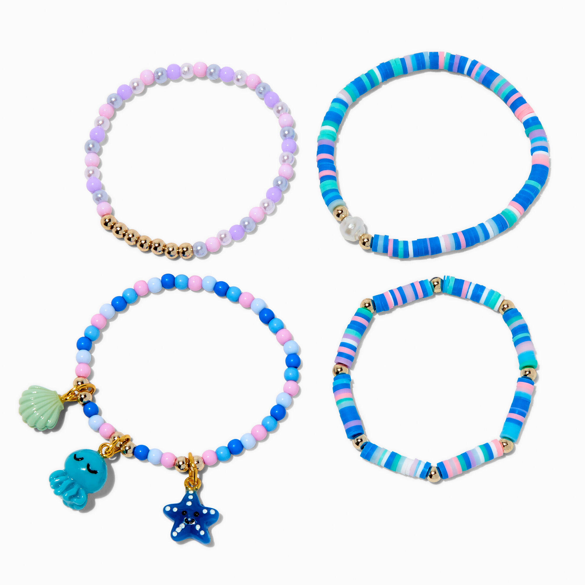 Bracelets élastiques perlés vie aquatique Claire's Club - Lot de 4,