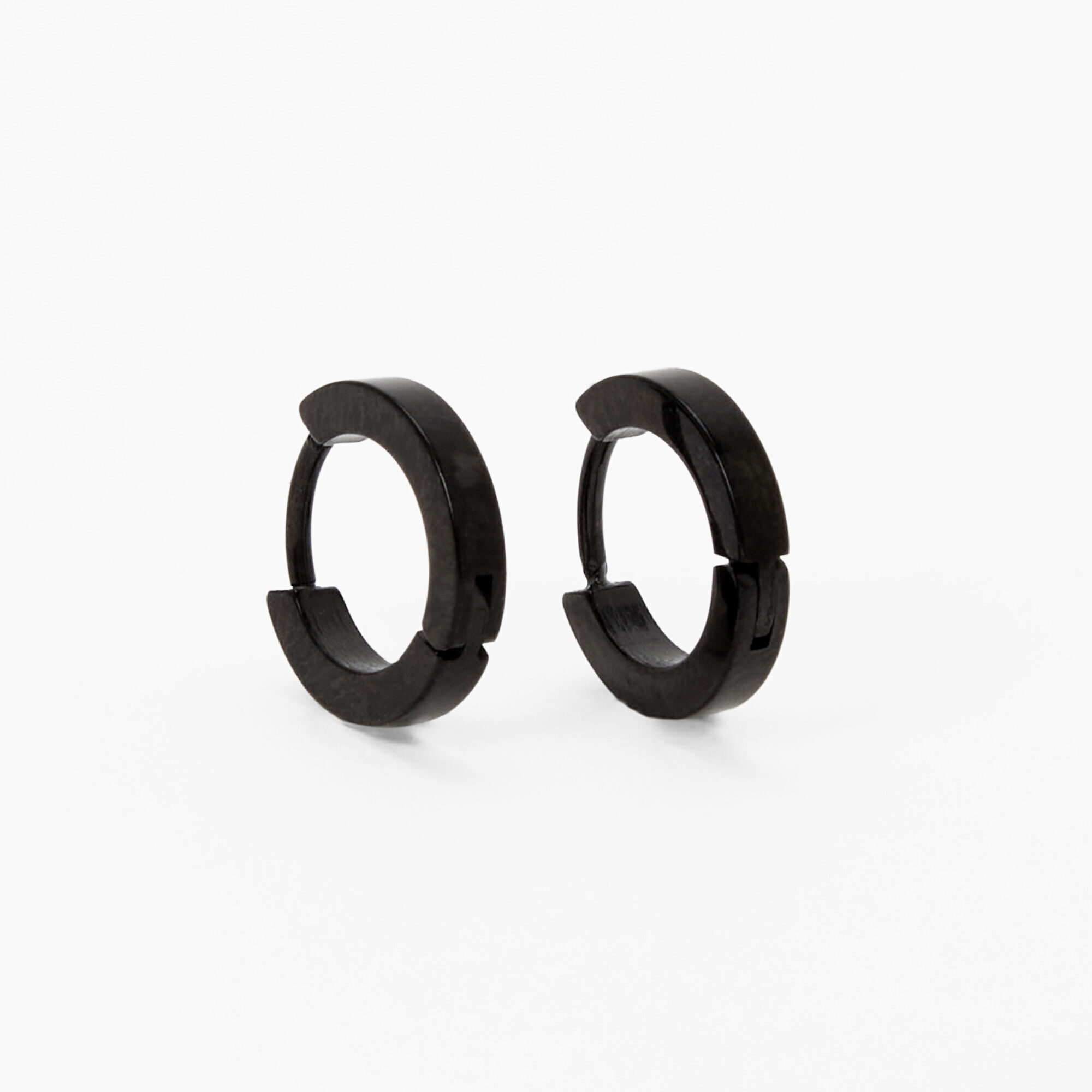 C LUXE by Claire's Black Titanium 7MM Mini Hoop Earrings,